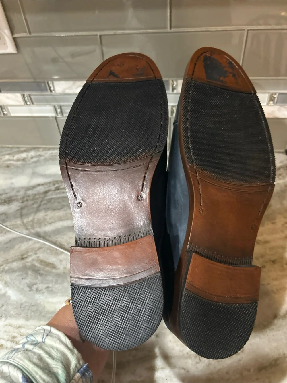 Wallin & bros. Navy Blue Leather Dress Shoes Made In Brazil Lace Up Size 10.5